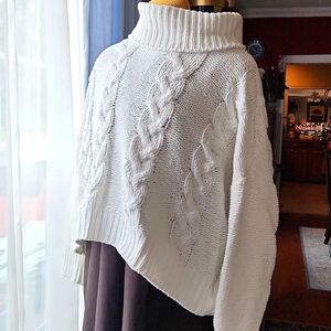 LUX II Oversized Cable Knit Sweater, Sz XL
